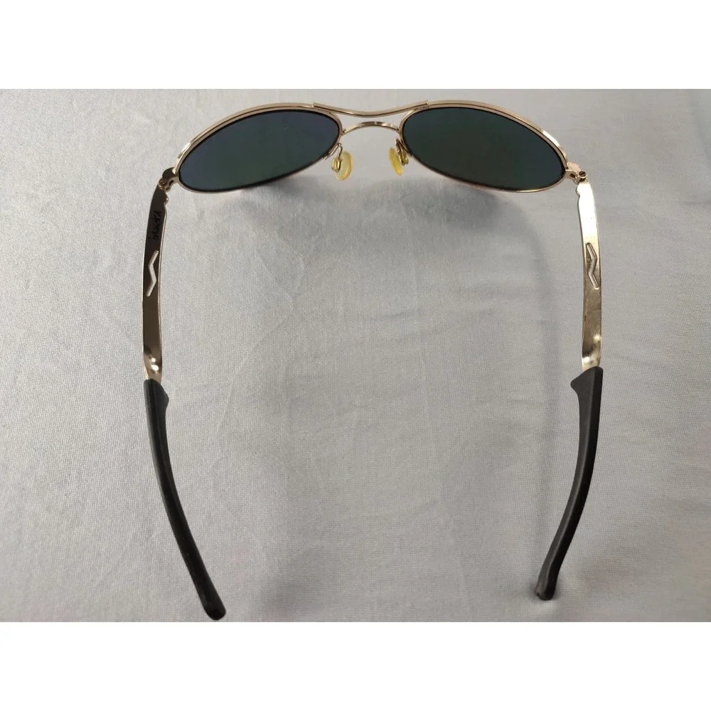 BrandX Part Fifteen Gold Mirror Wrap Sunglasses Worn Spring Hinge AS-IS‎